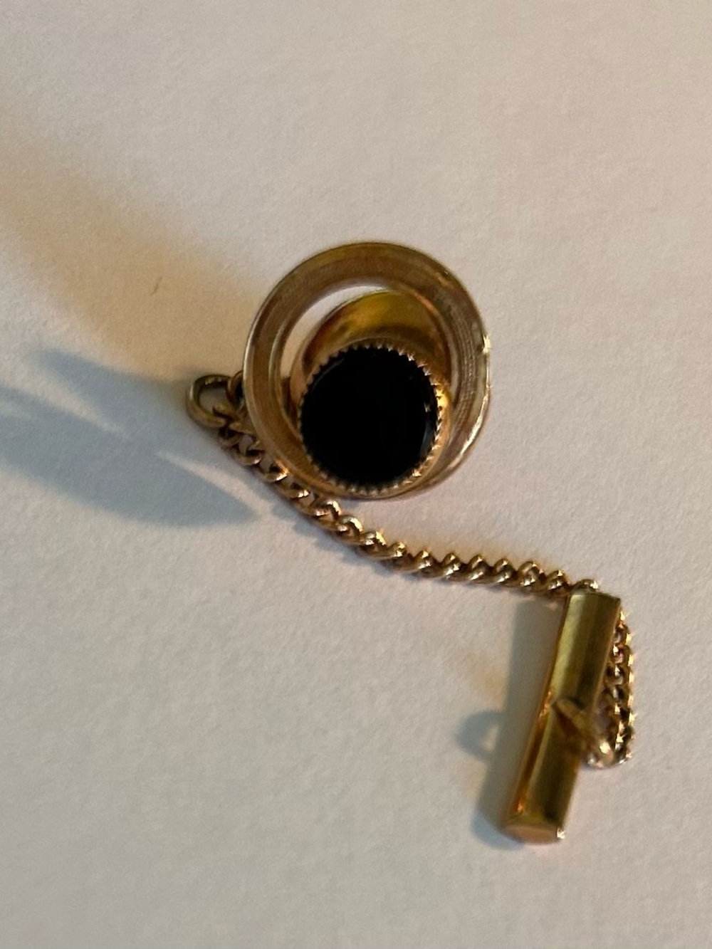 Vintage Gold-tone Tie Tack with Black Center